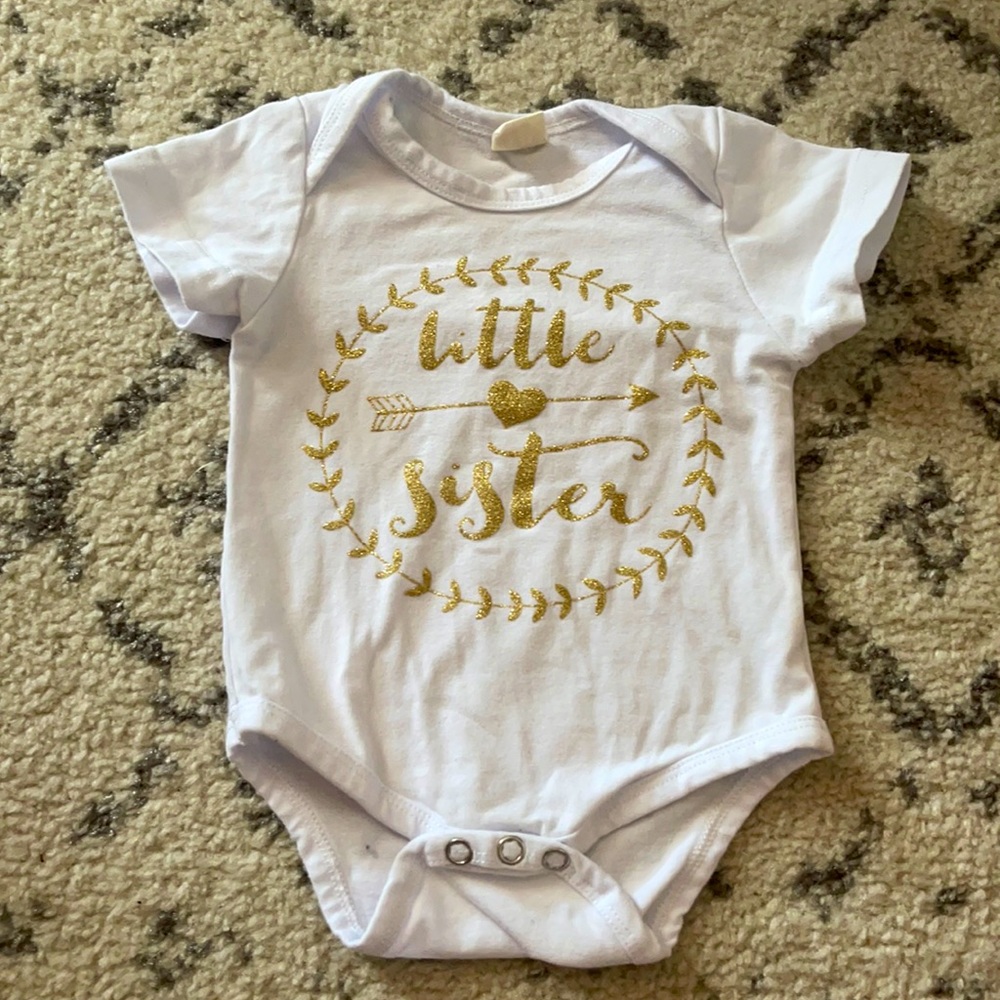Unknown brand 0-3 month little sister short sleeve bodysuit
